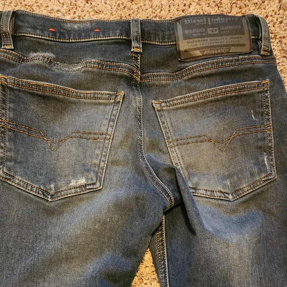 Diesel Industry Boys Size 12 Blue Mid-Rise Denim Logo Jeans - Picture 5 of 8